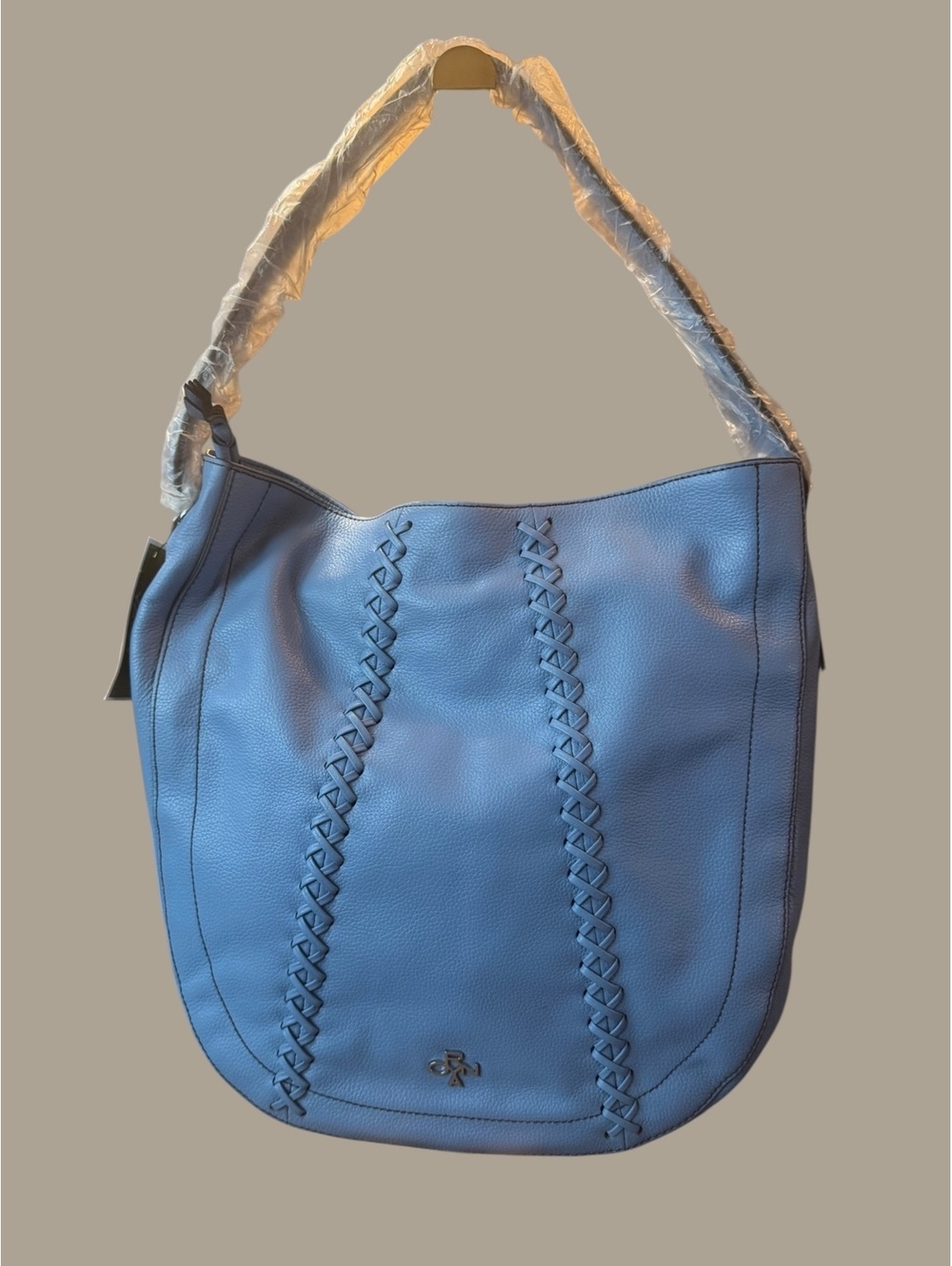 Oryany A277140 Blue Leather Whipstitch Hobo Shoulder Bag